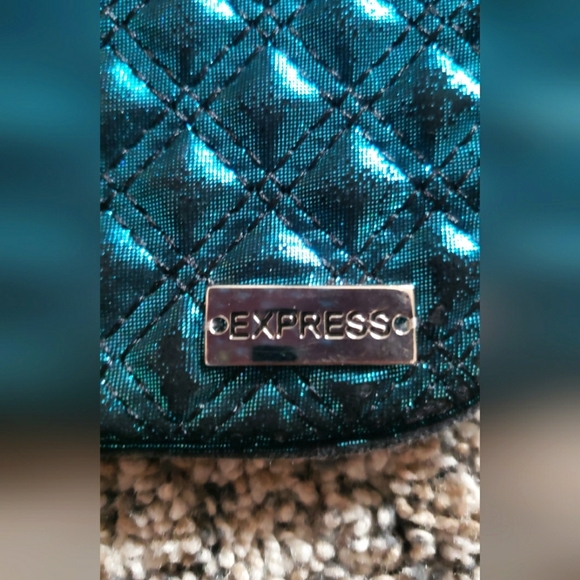 Express, Quilted, Glittery, Blue Wristlet, Travel Bag, Makeup Bag - Picture 2 of 5